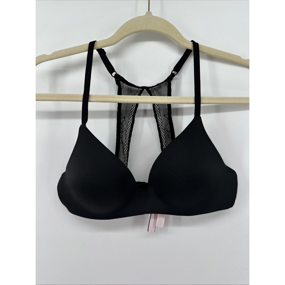Victoria's Secret Black No Wire Bra Racerback Lace Size 34B